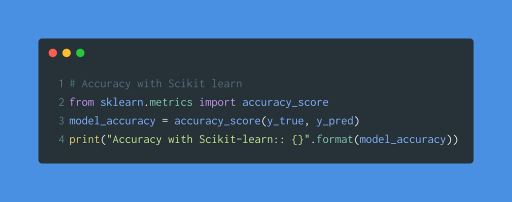 Accuracy code with scikitlearn